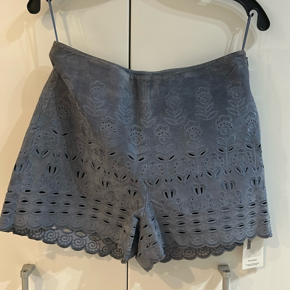 Suede intermix eyelet shorts